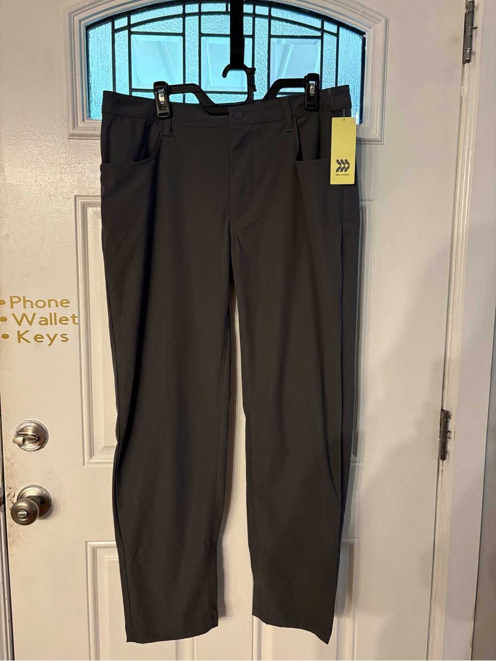 all in motion Men's Dark Charcoal Straight-Leg Pants 36x30 NEW
